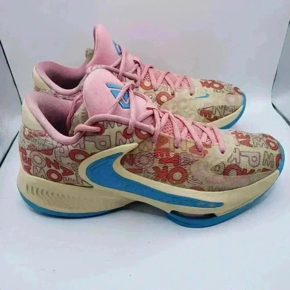Nike Zoom Freak 4 Letter Bros Sneakers FB9503-200 Vanilla/Coral  Shoes M 7.5 W 9 - Picture 1 of 6